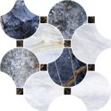 Мозаика Naxos Serenade Mosaico Circle Blue 128991, цвет фиолетовый, поверхность полированная, чешуя, 290x290