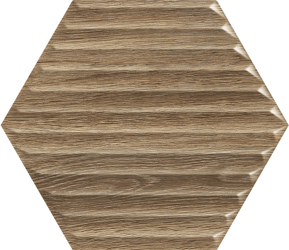 Керамическая плитка Paradyz Woodskin Wood Heksagon Struktura B Sciana, цвет коричневый, поверхность структурированная, прямоугольник, 171x198