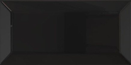 Керамическая плитка TAU Biselado Classic Black Br, цвет чёрный тёмный, поверхность глянцевая, прямоугольник кабанчик, 75x150