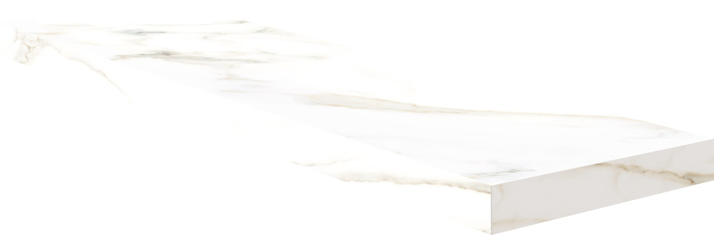 Ступени Cerdomus Calacatta Angolo Dx Grad.C.Retta Puro 66773, цвет белый, поверхность матовая, прямоугольник с капиносом, 330x1200