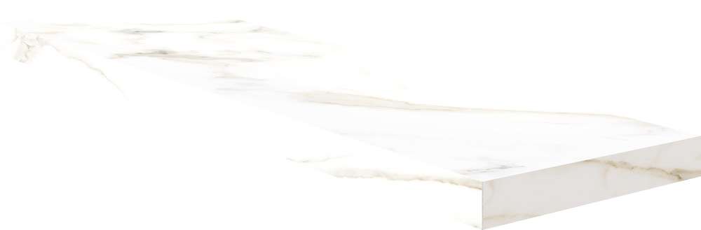 Ступени Cerdomus Calacatta Angolo Dx Grad.C.Retta Puro 66773, цвет белый, поверхность матовая, прямоугольник с капиносом, 330x1200