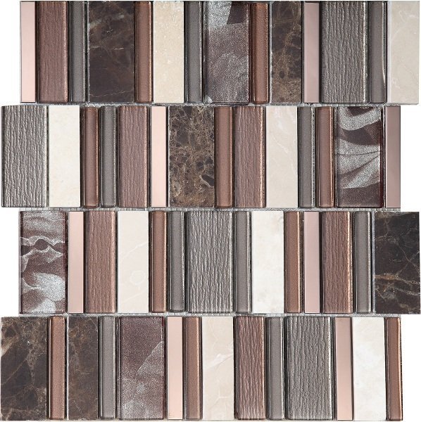 Мозаика Intermatex Stripes Cinnamon, цвет коричневый, поверхность глянцевая, квадрат, 300x300