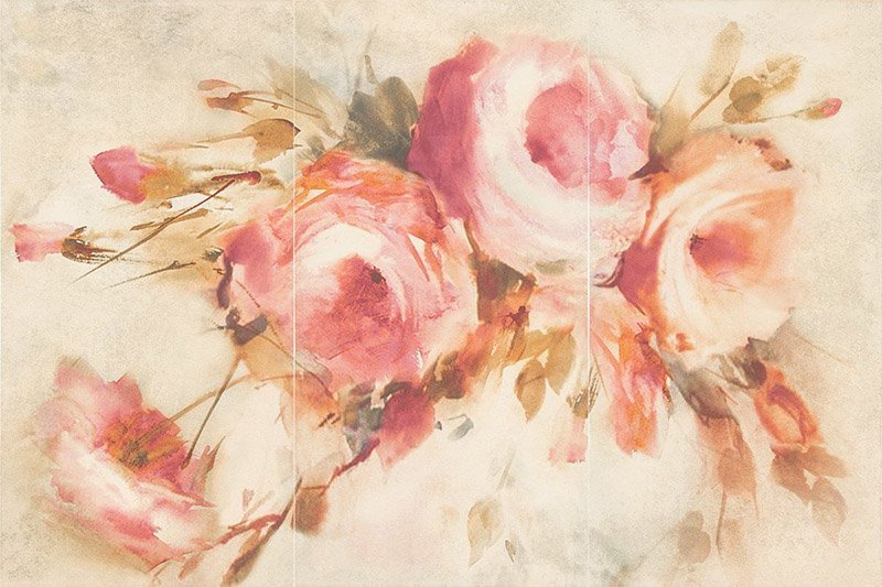 Панно Paradyz Coraline Beige Panel Rose, цвет разноцветный, поверхность глянцевая, прямоугольник, 600x900