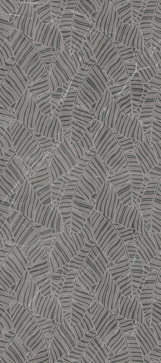 Декоративные элементы Ariana Nobile Dec Foglie Grey Grafite Soft PF60008311, цвет серый, поверхность матовая, прямоугольник, 1200x2800