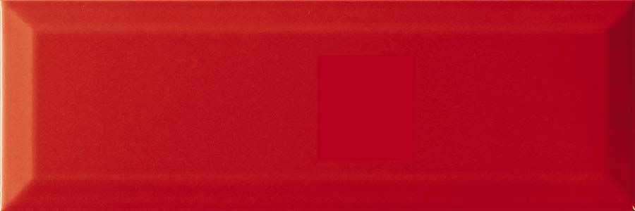 Керамическая плитка Monopole Bisel Rojo, цвет красный, поверхность глянцевая, кабанчик, 100x300