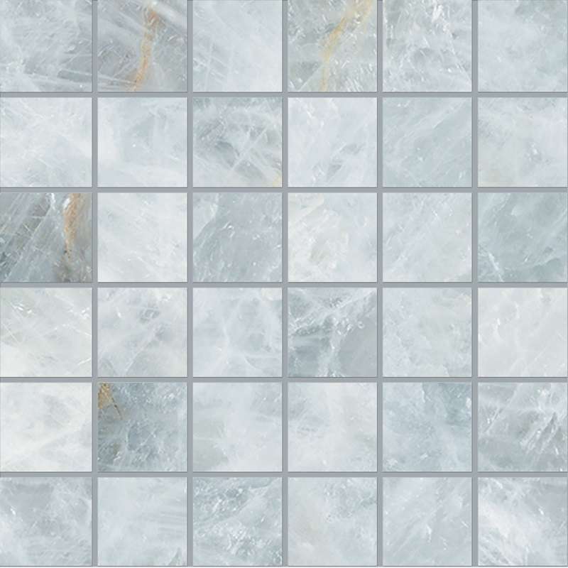 Мозаика Emilceramica (Acif) Tele Di Marmo Precious Mosaico Crystal Azure Silktech ELV9, цвет серый, поверхность сатинированная, квадрат, 300x300
