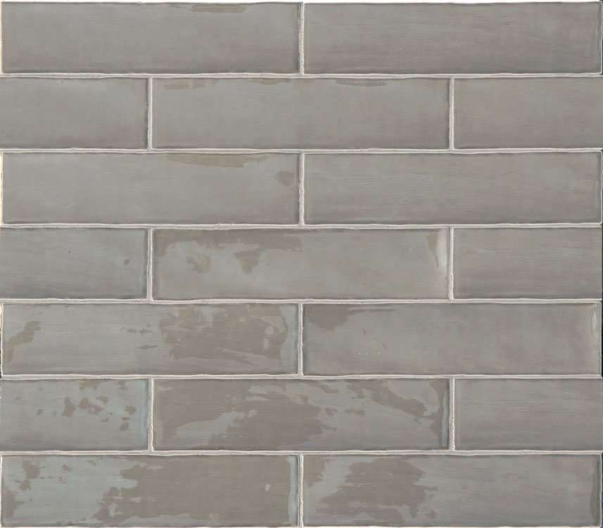 Керамическая плитка Terratinta Betonbrick Clay Glossy TTBB73CGW, цвет серый, поверхность глянцевая, под кирпич, 75x300