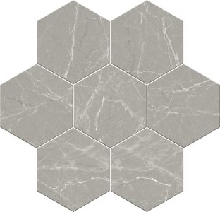Керамогранит Click Cosmo Hexagonal Silver, цвет серый, поверхность матовая, шестиугольник, 200x240