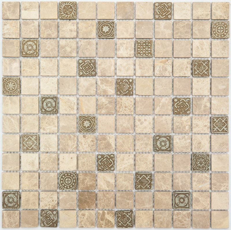 Мозаика NS Mosaic K-717, цвет бежевый, поверхность матовая, квадрат, 298x298