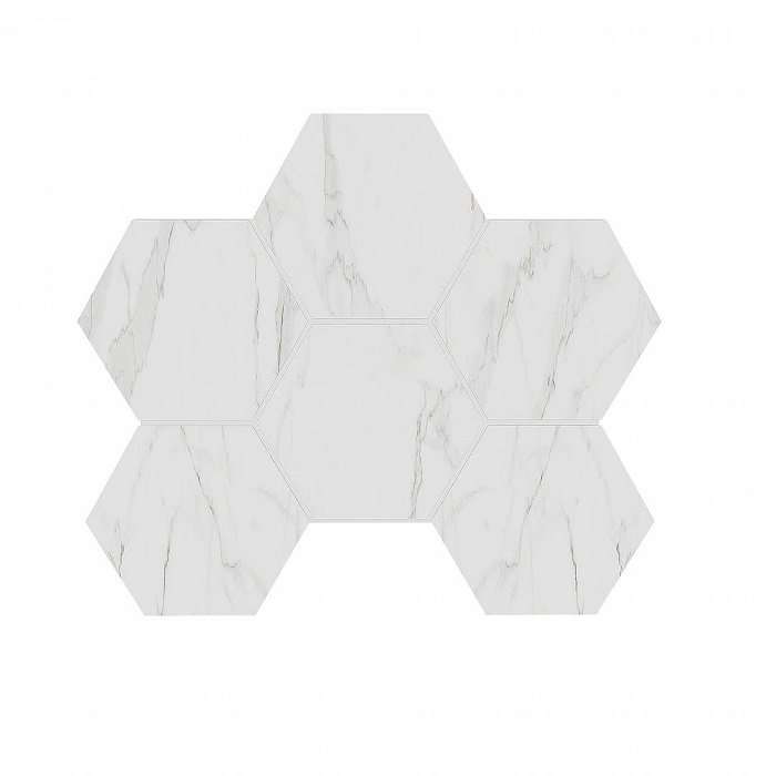 Мозаика Estima Alba White AB01 Hexagon Полированный 25x28,5 36765, цвет белый, поверхность полированная, квадрат, 250x285