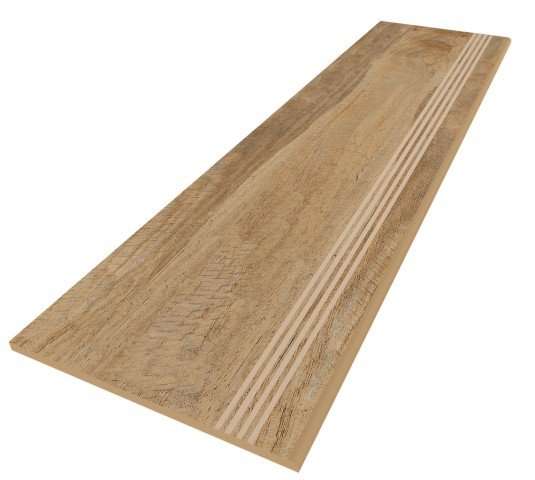 Ступени Estima Spanish Wood Ocre SP04 Неполированный 30x120 34422, цвет коричневый, поверхность матовая, прямоугольник, 300x1200