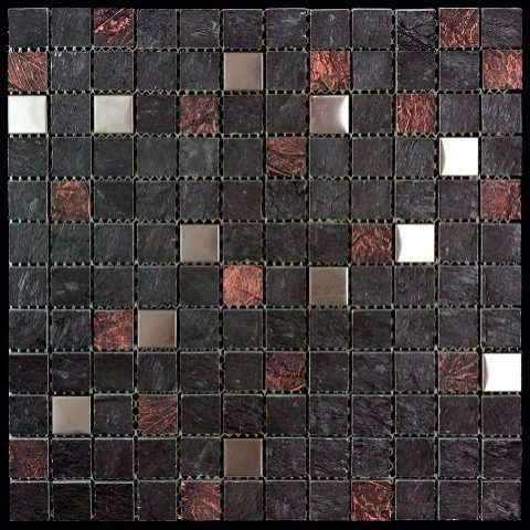 Мозаика Natural Mosaic Gelos FBY-34 (SSB-004(s)) (Агломерат Металл), цвет чёрный, поверхность матовая, квадрат, 298x298