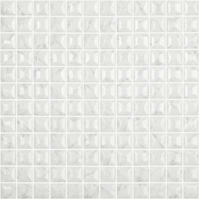 Мозаика Vidrepur Marble № 5300/B на сетке, цвет белый, поверхность глянцевая, квадрат, 317x317