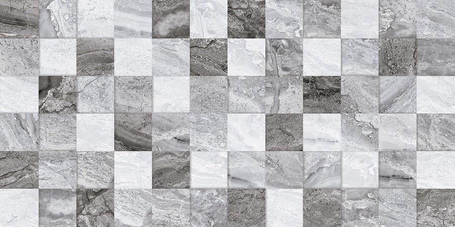 Керамическая плитка Cube Ceramica Prado Mosaic Gray, цвет серый, поверхность глянцевая, прямоугольник, 300x600