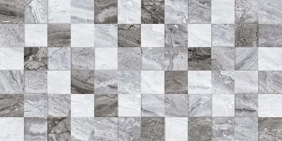 Керамическая плитка Cube Ceramica Prado Mosaic Gray, цвет серый, поверхность глянцевая, прямоугольник, 300x600