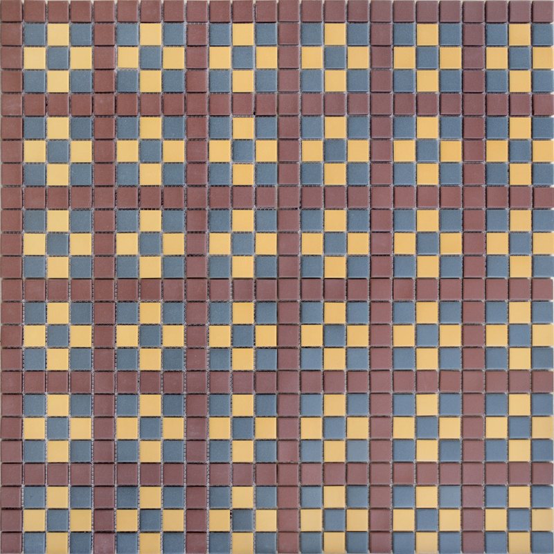 Мозаика Caramelle Mosaic Ornamento 5 23x23x6, цвет жёлтый бордовый, поверхность матовая противоскользящая, квадрат, 300x300