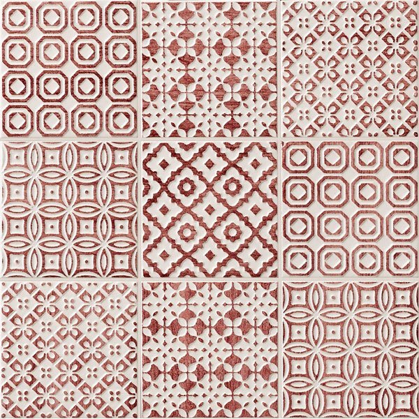 Декоративные элементы Bayker Batik Deco Ciliegia, цвет красный, поверхность структурированная, квадрат, 100x100