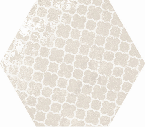 Керамогранит Ibero Neutral Sigma White Mix, цвет белый бежевый, поверхность матовая, шестиугольник, 220x250