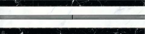 Бордюры Cinca Marmores Black/Carrara Mercurio B 0450/839, цвет чёрно-белый, поверхность матовая, прямоугольник, 80x320