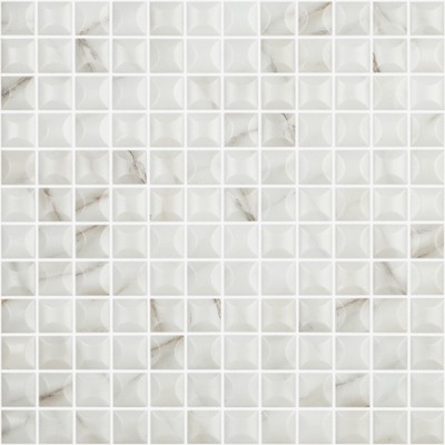 Мозаика Vidrepur Marble № 4302/B на сетке, цвет белый, поверхность матовая, квадрат, 317x317