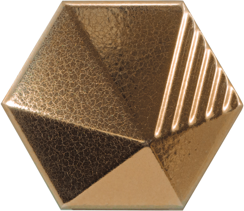 Керамическая плитка Equipe Magical 3 Umbrella Metallic 23056, цвет золотой, поверхность глянцевая 3d (объёмная), шестиугольник, 107x124