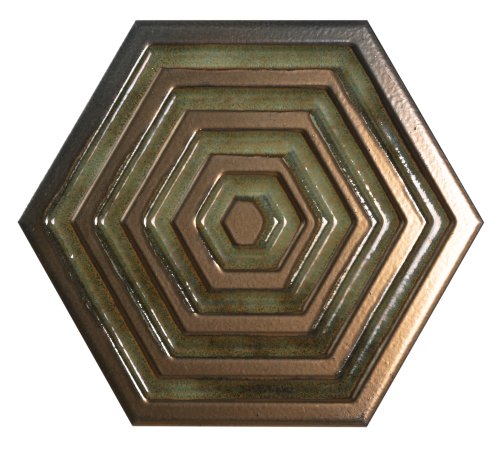 Керамическая плитка Bestile Orion Hexa Gold, цвет золотой, поверхность глянцевая, шестиугольник, 198x228