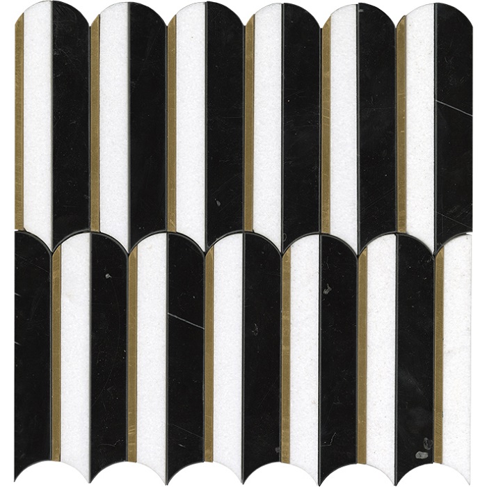 Мозаика L'Antic Colonial Piano Black L241716471, цвет чёрно-белый, поверхность глянцевая, квадрат, 305x305
