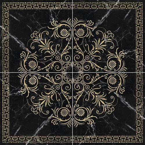 Декоративные элементы Mapisa Classic Marquina Gold, цвет чёрный, поверхность глянцевая, квадрат, 964x964