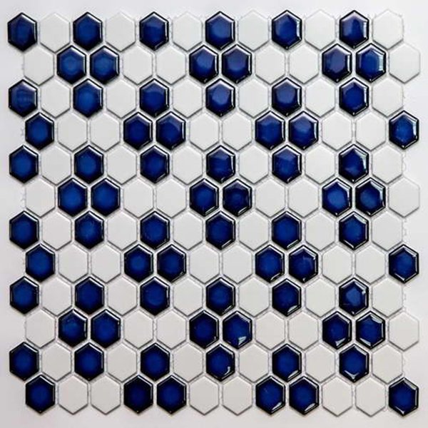 Мозаика NS Mosaic PS2326-44, цвет белый синий, поверхность глянцевая, квадрат, 260x300