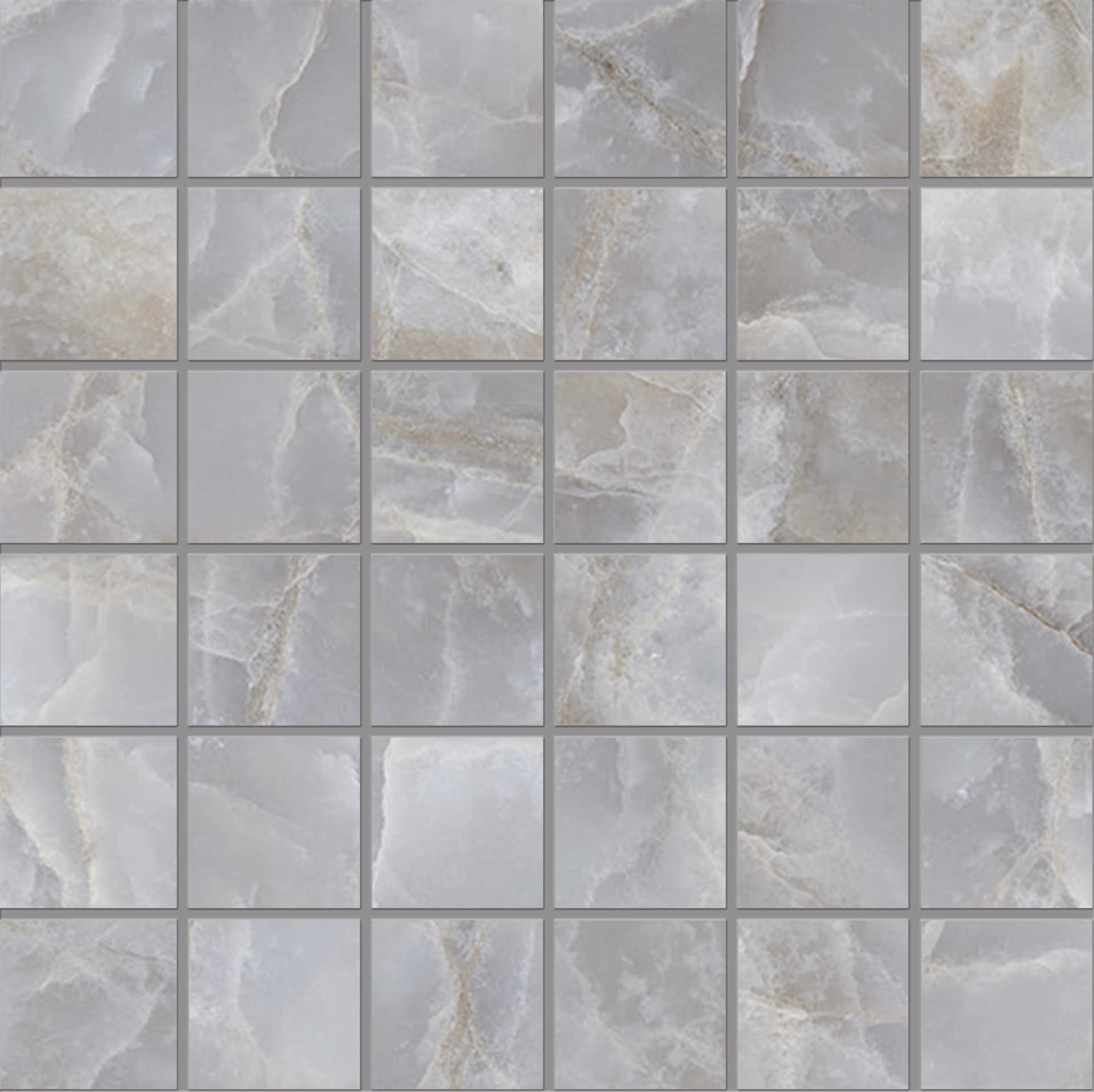 Мозаика Emilceramica (Acif) Tele Di Marmo Reloaded Mosaico 5X5 Onice Klimt Lapp E0QG, цвет серый, поверхность лаппатированная, квадрат, 300x300