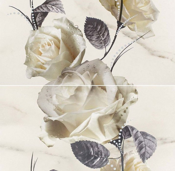 Панно Opoczno Carrara White Flower, цвет разноцветный, поверхность глянцевая, прямоугольник, 583x593