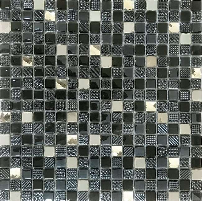 Мозаика Q-Stones QG-010-15/8, цвет чёрно-белый, поверхность глянцевая, квадрат, 305x305