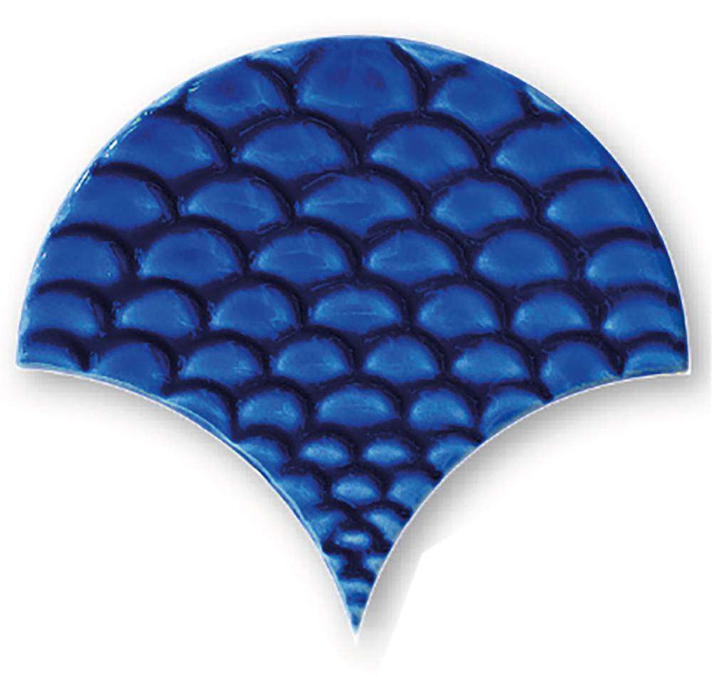 Декоративные элементы Maritima Escama Relieve Azul Marino, цвет синий, поверхность глянцевая, чешуя, 140x160