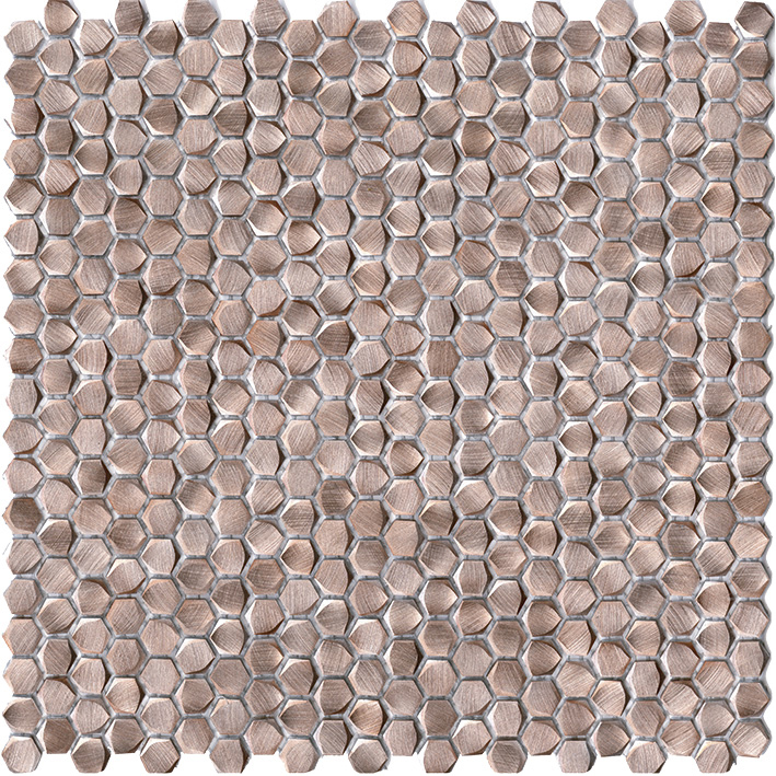 Мозаика L'Antic Colonial Gravity Aluminium Hexagon Rose Gold L244008691, цвет розовый, поверхность глянцевая, шестиугольник, 304x307x4