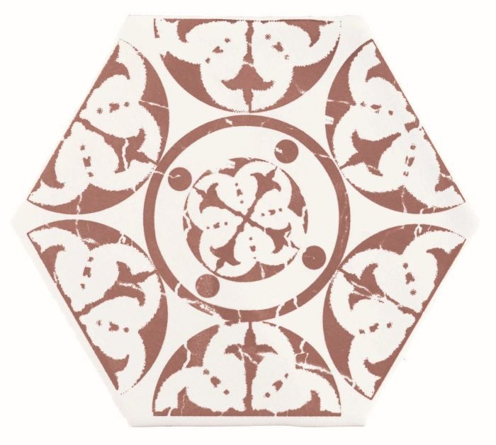 Декоративные элементы Cevica Marakech Agadir Granate Hexagon, цвет бордовый, поверхность матовая, шестиугольник, 150x150