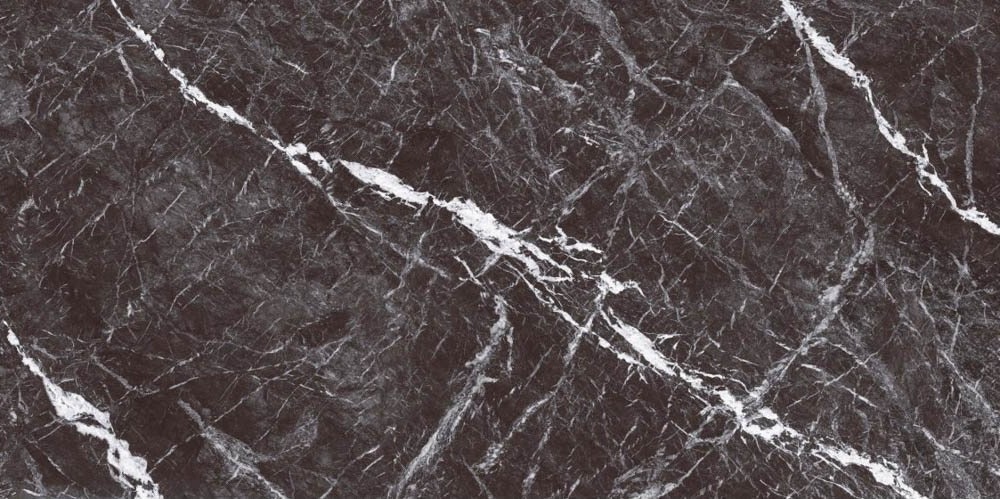 Керамогранит Casalgrande Padana Marmoker Deep Dark Luc, цвет чёрный тёмный, поверхность полированная, прямоугольник, 600x1200