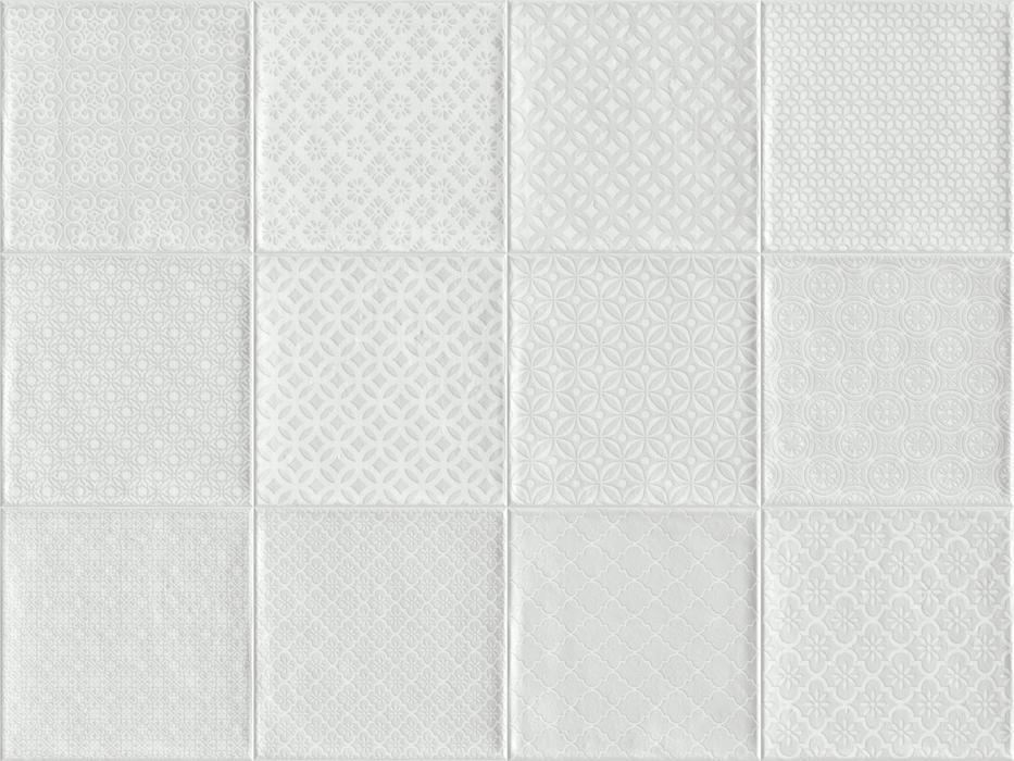 Декоративные элементы Vives Bugis Blanco, цвет белый, поверхность глянцевая, квадрат, 200x200