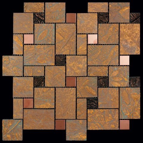 Мозаика Natural Mosaic Gelos FBY-31 (Агломерат Металл), цвет оранжевый, поверхность матовая, квадрат, 298x298
