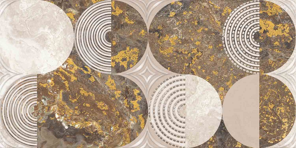 Декоративные элементы Axima Ричмонд Вставка D, цвет белый коричневый, поверхность глянцевая, прямоугольник, 300x600