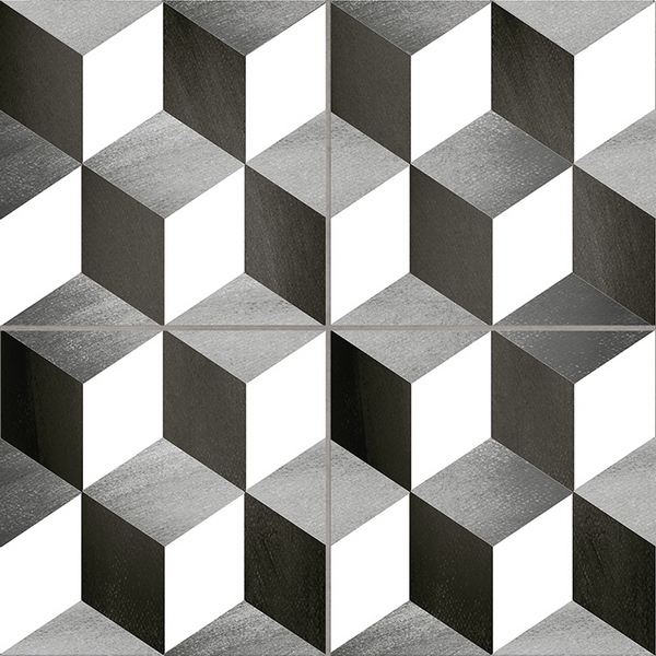 Керамогранит Emotion Hidraulicos Cube Precorte Gris, цвет серый, поверхность матовая, квадрат, 450x450