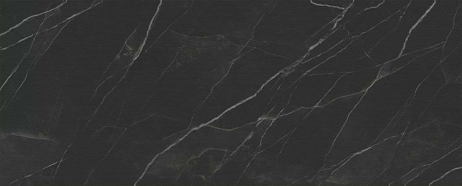 Керамогранит Laminam Diamond Calacatta Black Rain LAMF011796_IT, цвет чёрный, поверхность рельефная натуральная, прямоугольник, 1200x3000