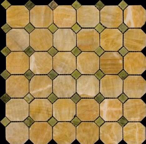 Мозаика Natural Mosaic Octagon (4,8х4,8+1,5x1,5) 7M073+7M068-BP, цвет оранжевый, поверхность полированная, восьмиугольник, 305x305