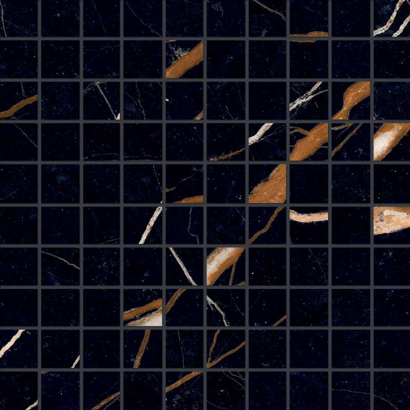 Мозаика Provenza Unique Marble Mosaico 3X3 Sahara Noir Silktech EL61, цвет чёрный, поверхность матовая, квадрат, 300x300