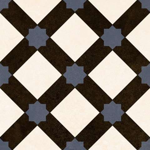 Керамогранит Halcon Hidraulicos Exeter Marfil, цвет серый бежевый чёрный, поверхность матовая глазурованная, квадрат, 333x333