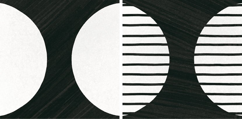 Керамогранит Equipe Caprice Moonline B&W Deco 22126, цвет чёрно-белый, поверхность матовая, квадрат, 200x200