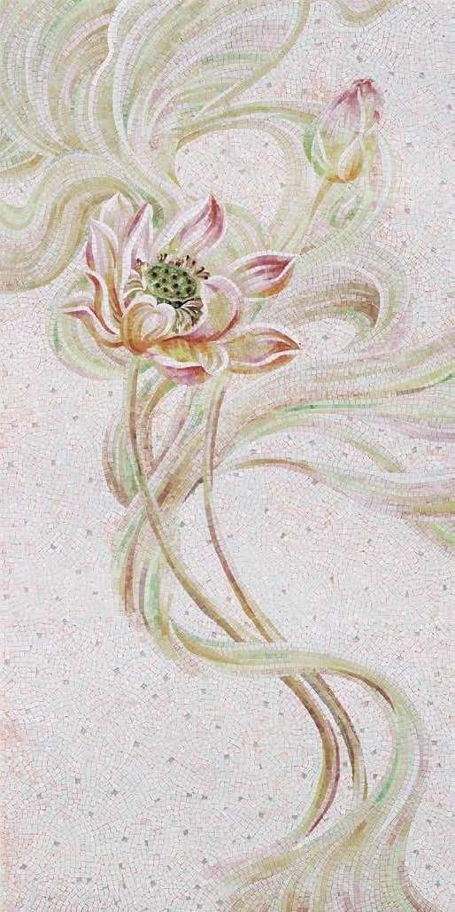 Панно Alma Mosaic Панно AP-604, цвет бежевый зелёный розовый, поверхность глянцевая, прямоугольник, 1300x2700