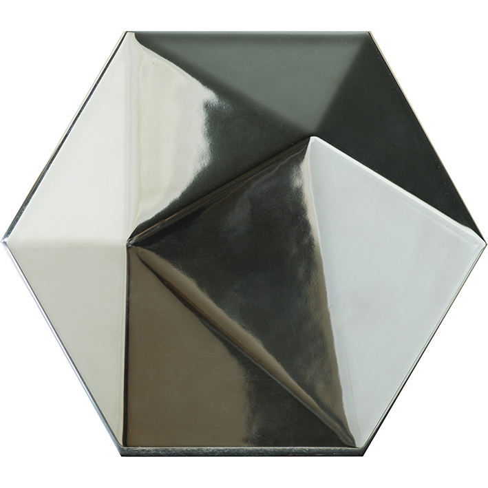 Керамическая плитка L'Antic Colonial Faces H4 Plata L138000351, цвет серый, поверхность матовая 3d (объёмная), шестиугольник, 130x150