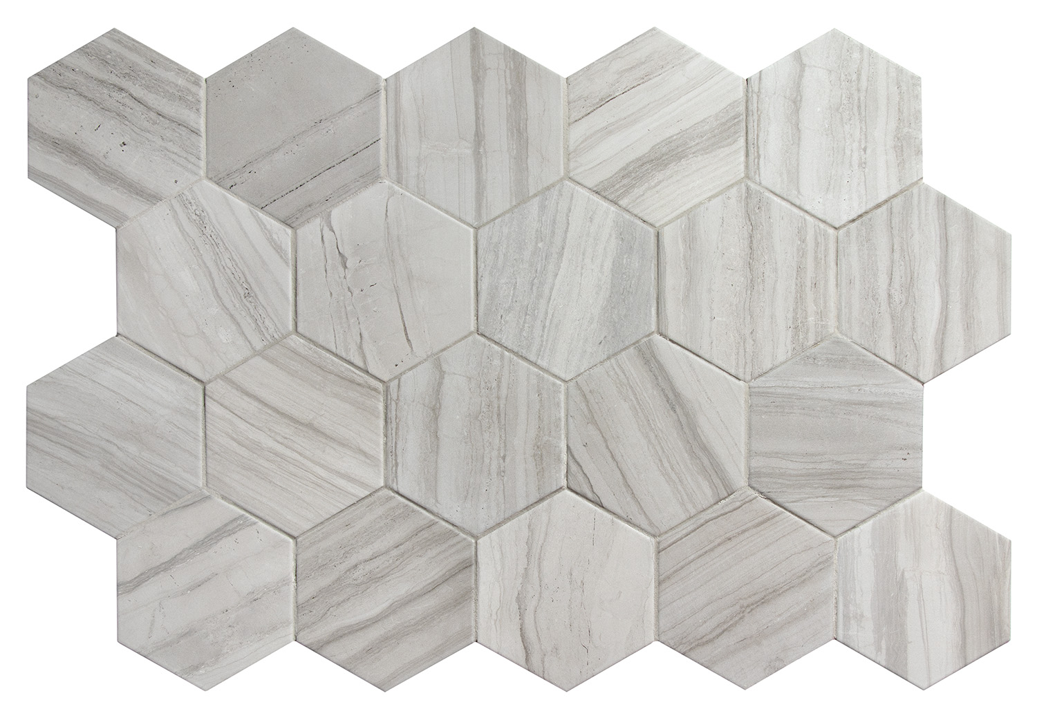 Керамогранит Equipe Lithos Grey 27972, цвет серый, поверхность матовая, шестиугольник, 101x116