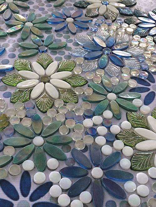 Панно Alma Mosaic Панно AP-119, цвет белый зелёный синий, поверхность глянцевая, прямоугольник, 1000x1000