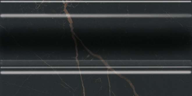 Бордюры Kerama Marazzi Алькала Плинтус Черный FMD017, цвет чёрный, поверхность глянцевая, прямоугольник, 100x200